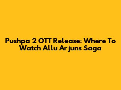 Pushpa 2 OTT Release: Where To Watch Allu Arjun's Saga