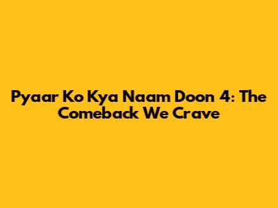 Pyaar Ko Kya Naam Doon 4: The Comeback We Crave