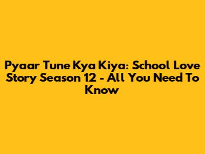 Pyaar Tune Kya Kiya: School Love Story Season 12 - All You Need To Know