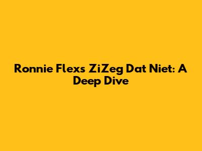 Ronnie Flex's ZiZeg Dat Niet: A Deep Dive