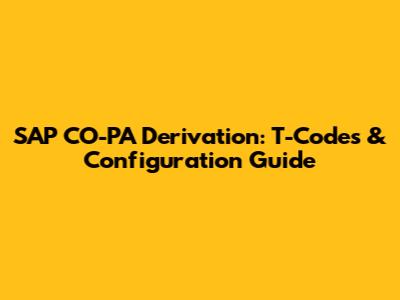SAP CO-PA Derivation: T-Codes & Configuration Guide