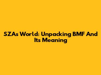 SZA's World: Unpacking 'BMF' And Its Meaning