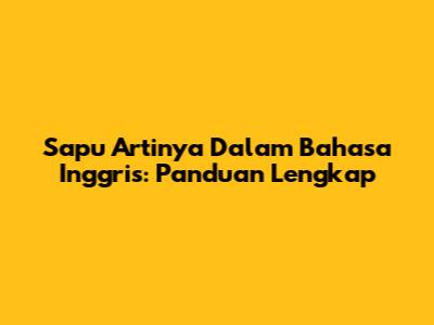 Sapu Artinya Dalam Bahasa Inggris: Panduan Lengkap