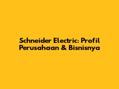 Schneider Electric: Profil Perusahaan & Bisnisnya