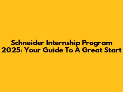 Schneider Internship Program 2025: Your Guide To A Great Start