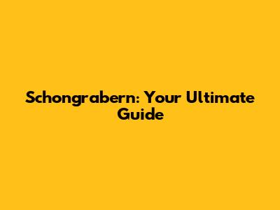 Schongrabern: Your Ultimate Guide