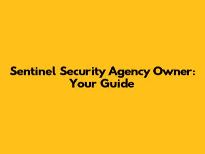 Sentinel Security Agency Owner: Your Guide