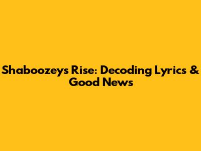 Shaboozey's Rise: Decoding Lyrics & Good News