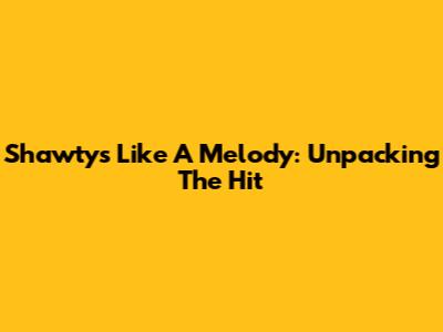 Shawty's Like A Melody: Unpacking The Hit