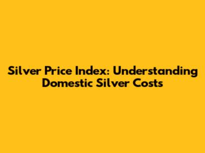 Silver Price Index: Understanding Domestic Silver Costs