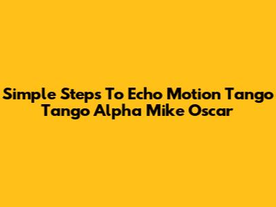 Simple Steps To Echo Motion Tango Tango Alpha Mike Oscar