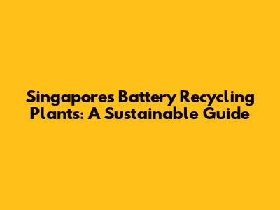 Singapore's Battery Recycling Plants: A Sustainable Guide