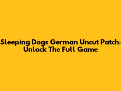 Sleeping Dogs German Uncut Patch: Unlock The Full Game