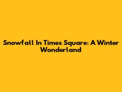 Snowfall In Times Square: A Winter Wonderland