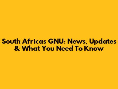 South Africa's GNU: News, Updates & What You Need To Know