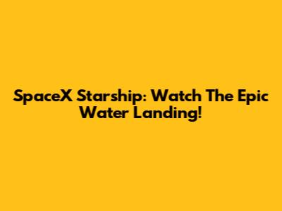 SpaceX Starship: Watch The Epic Water Landing!