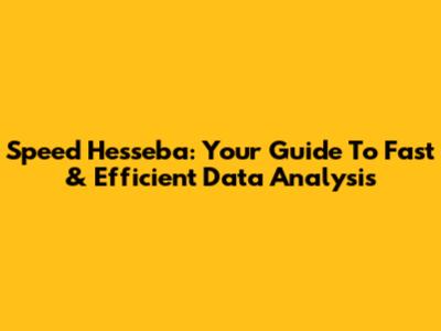 Speed Hesseba: Your Guide To Fast & Efficient Data Analysis