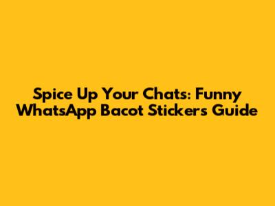 Spice Up Your Chats: Funny WhatsApp Bacot Stickers Guide
