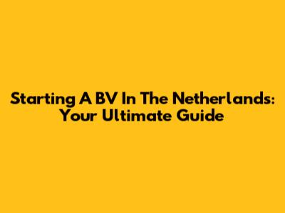 Starting A BV In The Netherlands: Your Ultimate Guide