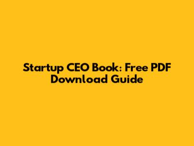 Startup CEO Book: Free PDF Download Guide