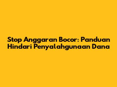 Stop Anggaran Bocor: Panduan Hindari Penyalahgunaan Dana