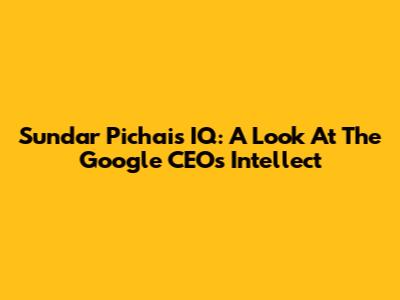 Sundar Pichai's IQ: A Look At The Google CEO's Intellect