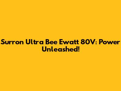 Surron Ultra Bee Ewatt 80V: Power Unleashed!