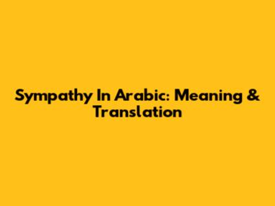 Sympathy In Arabic: Meaning & Translation