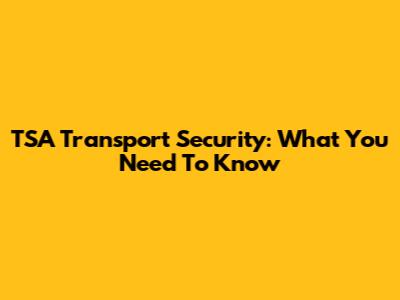 TSA Transport Security: What You Need To Know