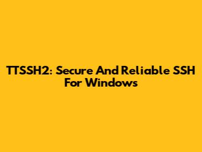 TTSSH2: Secure And Reliable SSH For Windows