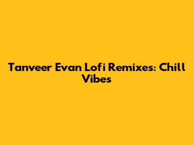 Tanveer Evan Lofi Remixes: Chill Vibes