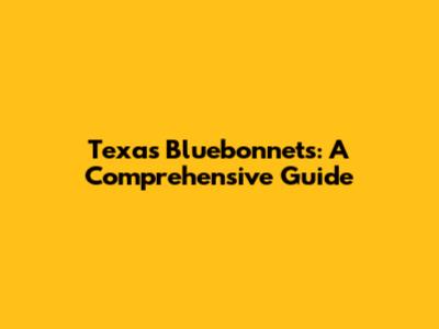 Texas Bluebonnets: A Comprehensive Guide