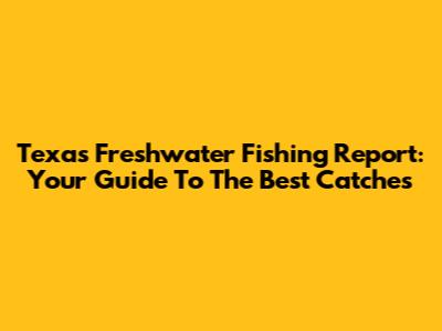 Texas Freshwater Fishing Report: Your Guide To The Best Catches