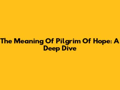 The Meaning Of Pilgrim Of Hope: A Deep Dive