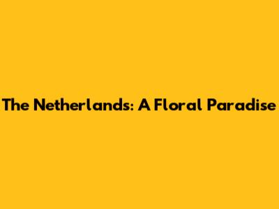 The Netherlands: A Floral Paradise