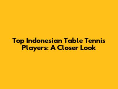 Top Indonesian Table Tennis Players: A Closer Look