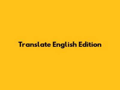 Translate English Edition