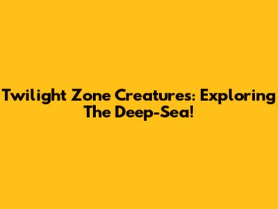 Twilight Zone Creatures: Exploring The Deep-Sea!