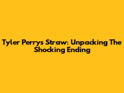 Tyler Perry's 'Straw': Unpacking The Shocking Ending