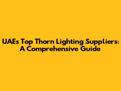 UAE's Top Thorn Lighting Suppliers: A Comprehensive Guide
