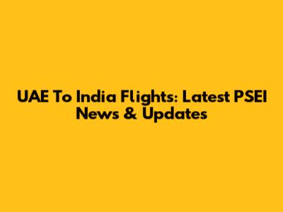 UAE To India Flights: Latest PSEI News & Updates