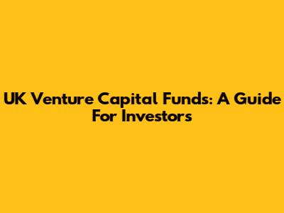 UK Venture Capital Funds: A Guide For Investors