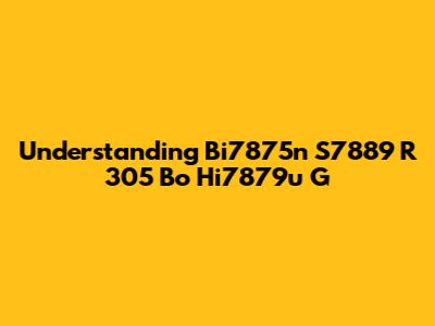 Understanding Bi7875n S7889 R 305 Bo Hi7879u G
