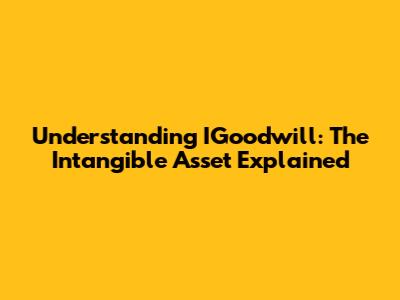 Understanding IGoodwill: The Intangible Asset Explained
