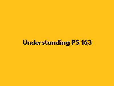 Understanding PS 163