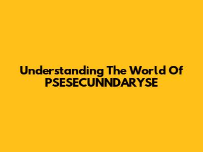 Understanding The World Of PSESECUNNDARYSE