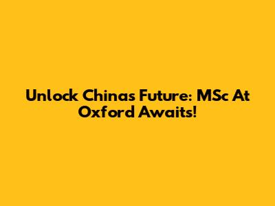 Unlock China's Future: MSc At Oxford Awaits!