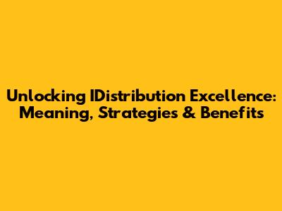 Unlocking IDistribution Excellence: Meaning, Strategies & Benefits