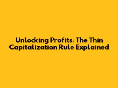 Unlocking Profits: The Thin Capitalization Rule Explained