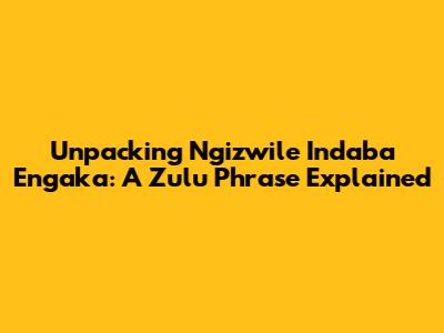 Unpacking 'Ngizwile Indaba Engaka': A Zulu Phrase Explained